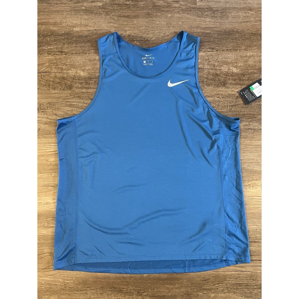 Nike Tank Top Men XL Dri-Fit Running Athletic Scoop Neck Sleeveless Blue I16